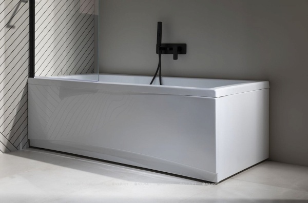 Шторка для ванны ALLEN BRAU Priority 80x150 профиль черный брашированный