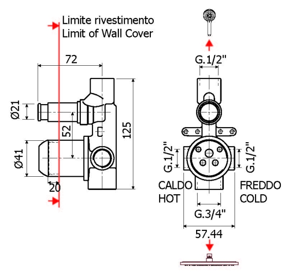 Встраиваемая часть смесителя PLUMBERIA Ixo INT0036CS