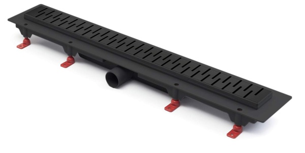 Дренажный канал MCH Medium CH 850 MC с решеткой и бок. сливом, D40 черный