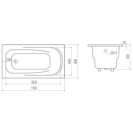 Ванна чугунная GOLDMAN Elegant 170x80