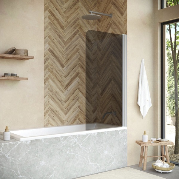 Шторка для ванны VEGAS GLASS EV Novo 76x140 профиль хром матовый, стекло графит