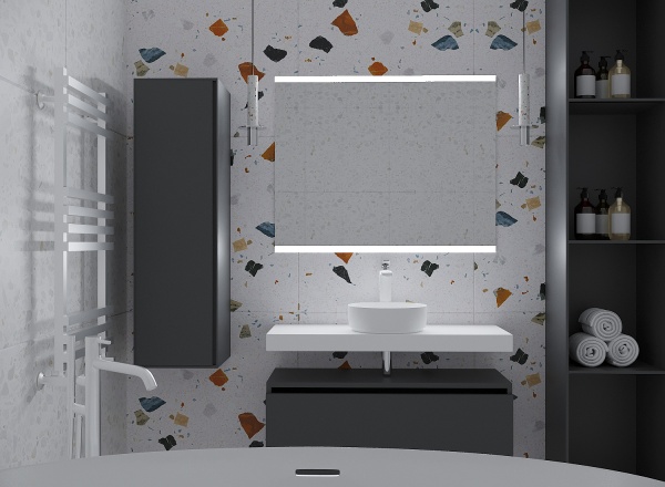 Тумба под раковину ARMADI ART Flat 80 антрацит глянец