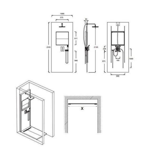 Душевая панель JACOB DELAFON Ecrin E803031-D36 234x100