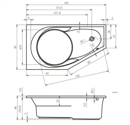 Панель фронтальная для ванн RIHO Yukon 160x90 (L/R)