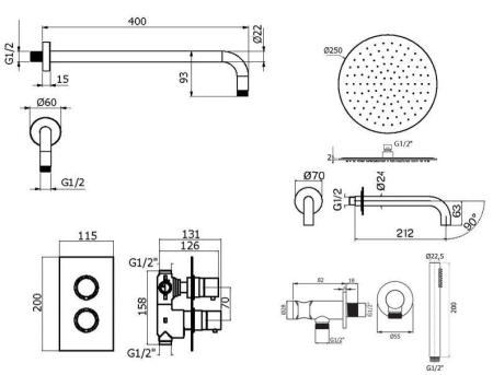 Душевой комплект PLUMBERIA Ixo KITXOT19QBO60 белый матовый