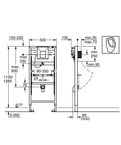 Инсталляция для писсуаров GROHE Rapid SL 38786001