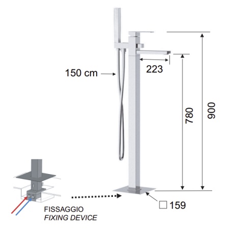 Смеситель для ванны REMER Qubika Q08
