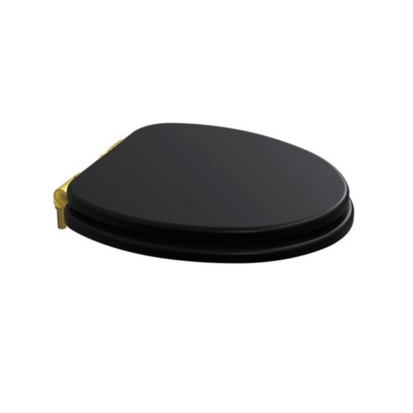 Крышка-сиденье CAPRIGO Armonia KFe-AG-B032 с микролифтом, черный матовый, петли золото