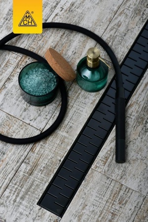 Дренажный канал MCH Medium CH 650 MC с решеткой и бок. сливом, D40 черный