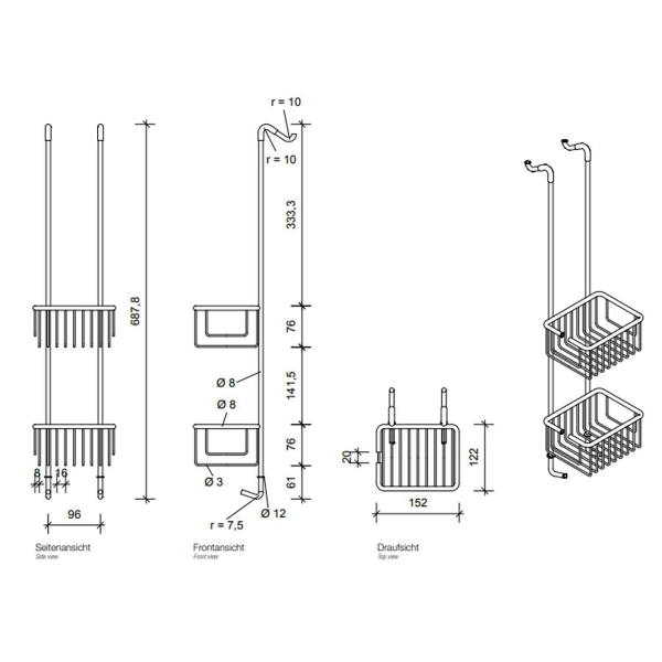 Полка DECOR WALTHER Universal DW HGK2 двойная 705060 черная матовая