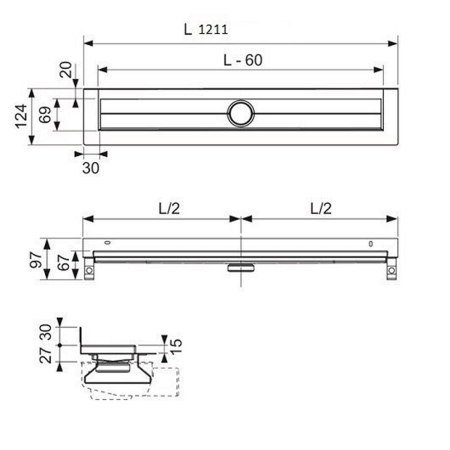 Дренажный канал TECE Drainline 601201