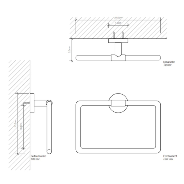 Полотенцедержатель DECOR WALTHER Basic HTR кольцо 531260 черный матовый