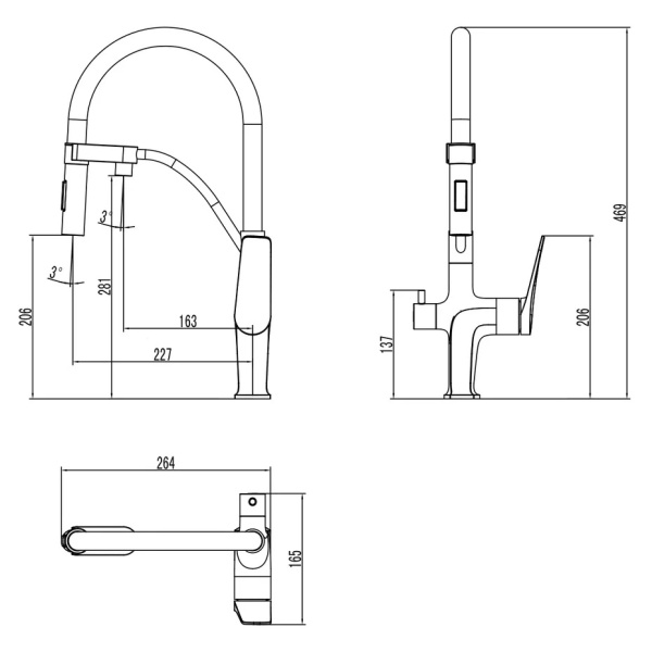 Смеситель для кухни LEMARK Comfort с поворотным изливом LM3074C-Gray