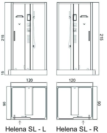 Душевая кабина ACQUAZZONE Helena 120SL-R 120x90x220