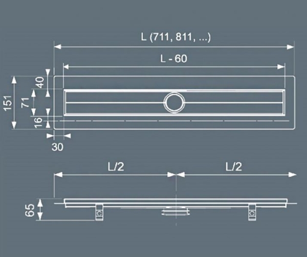 Дренажный канал TECEdrainline 150 хром
