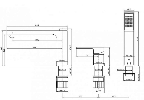 Смеситель на борт ванны BELBAGNO Romano ROM-BVD-CRM