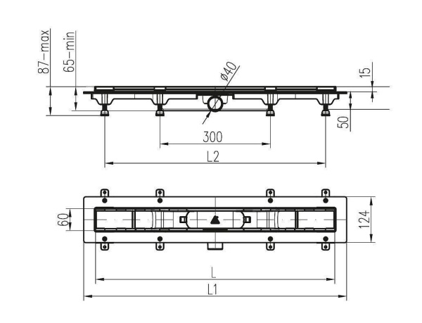 Дренажный канал MCH Line CH 550 LC с решеткой и бок. сливом, D40