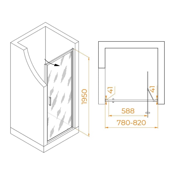 Дверь в нишу RGW Stilvoll SV-05B 80x195 стекло smart line black