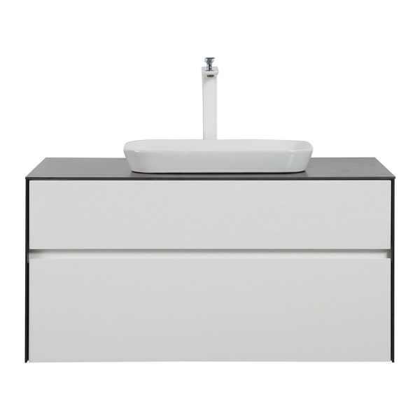 Тумба с раковиной BLACK&WHITE Universe 100 белый/темное дерево