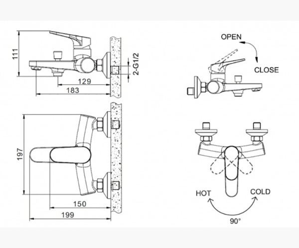 Набор для ванной комнаты BRAVAT Eler F00450CP