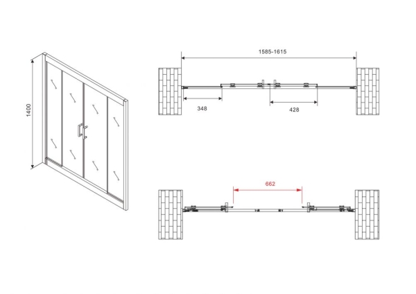 Шторка для ванны ABBER Schwarzer Diamant AG57160M 160x140 стекла матовые