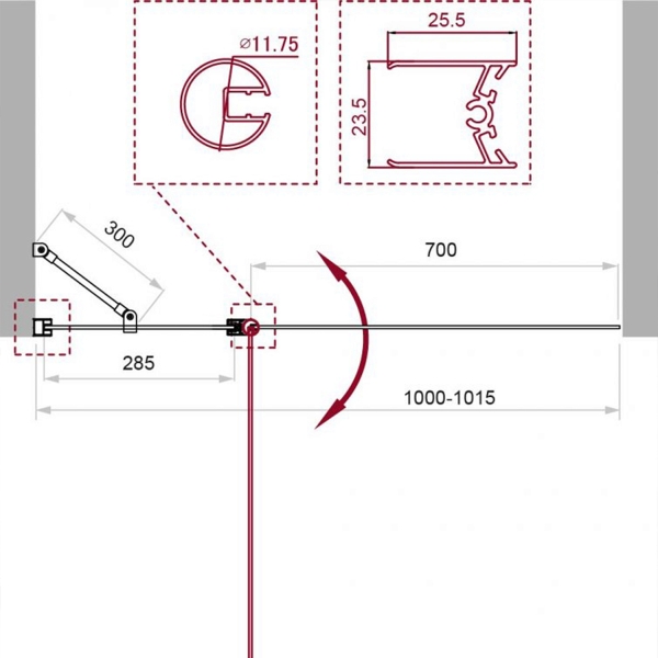 Шторка для ванны BELBAGNO Uno UNO-V-11-100/150-CH-CR 100x150