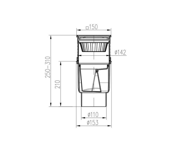 Трап MCH 827 S Li 15x15 с воротником