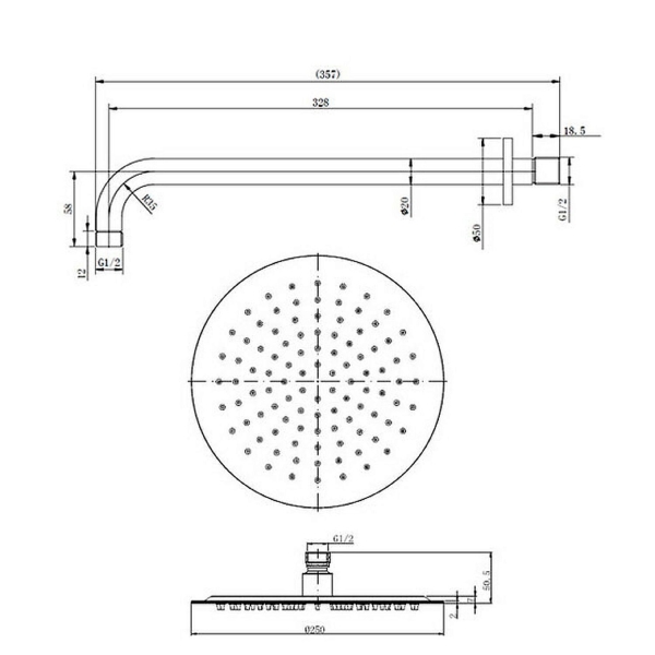 Верхний душ CAPRIGO Parts 99-523-BRG Ø25 золото матовое