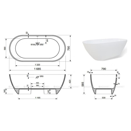 Ванна AQUANET Family Stone 170x80
