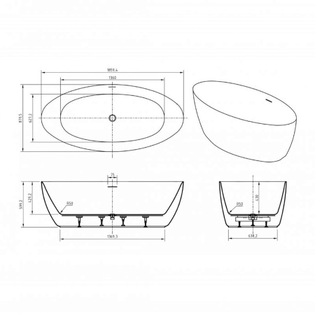 Акриловая ванна BELBAGNO BB707-1860-880 186x88