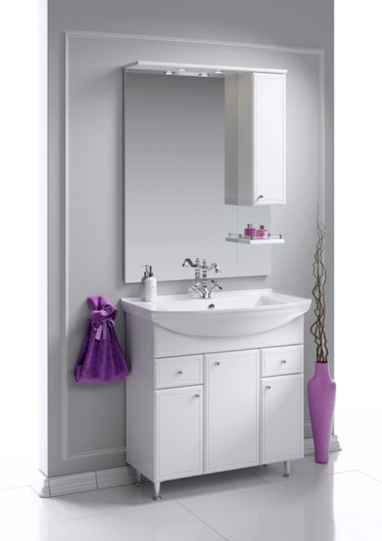 Комплект мебели AQWELLA Барселона 75 с бельевой корзиной, белый