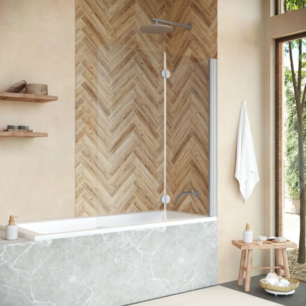 Шторка для ванны VEGAS GLASS E2V Novo R 120x140 профиль хром матовый