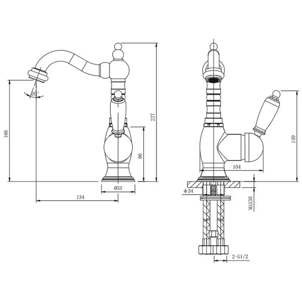 Смеситель для раковины CAPRIGO Adria-Uno 02B-524-vot бронза матовая