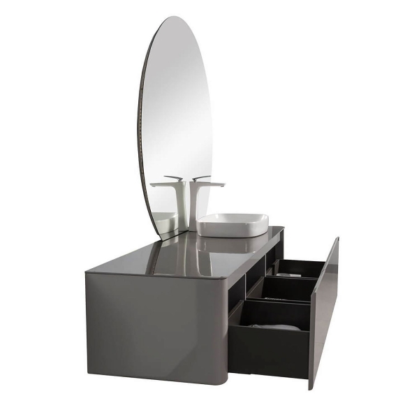 Тумба с раковиной BLACK&WHITE Universe 160 R светло-серая