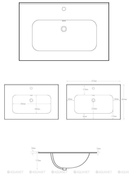 Раковина AQUANET Flat 60 матовая