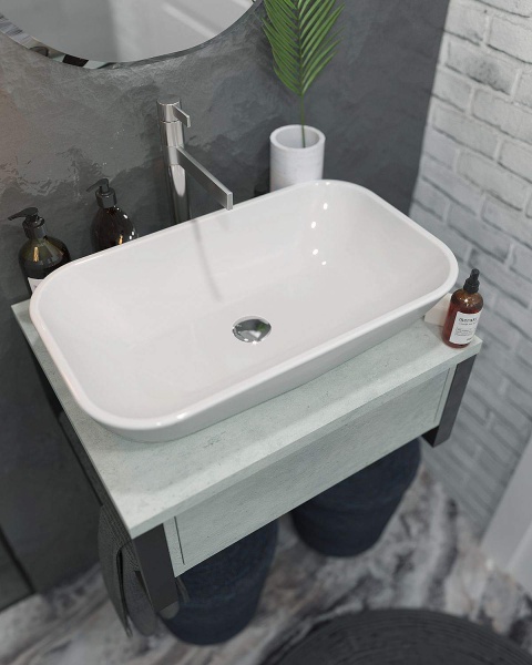 Тумба под раковину 1 MARKA Grunge Loft 60 бетон светлый