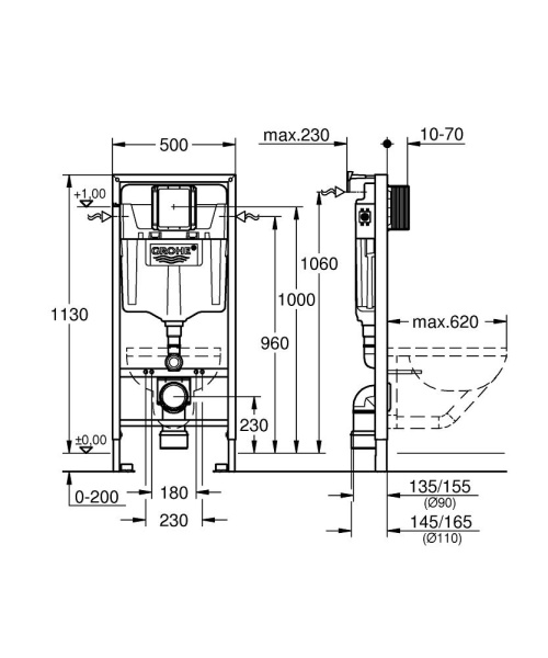 Инсталляция для унитазов GROHE Rapid SL 38536001