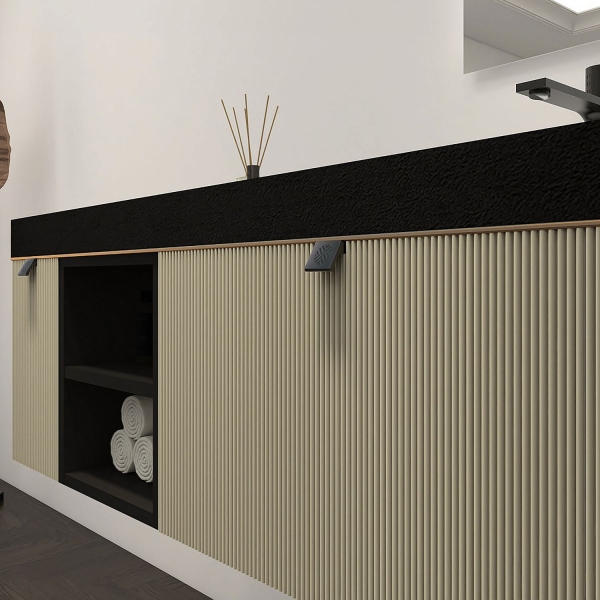 Тумба с раковиной BLACK&WHITE Gravity 120 золото/черный матовый