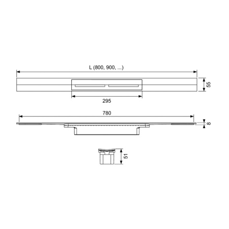 Профиль для душа TECE Drainprofile 800 мм сатин