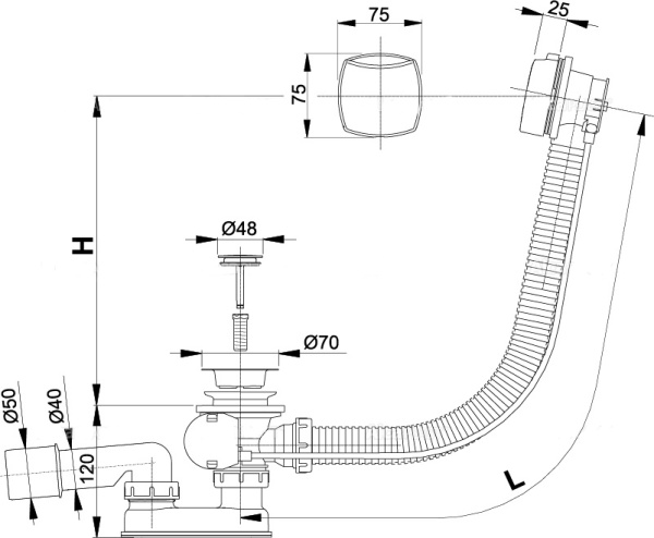 Слив-перелив ALCAPLAST A51CR-80