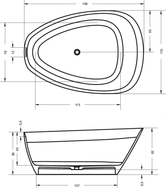 Ванна RIHO Toledo 158х110 белая матовая