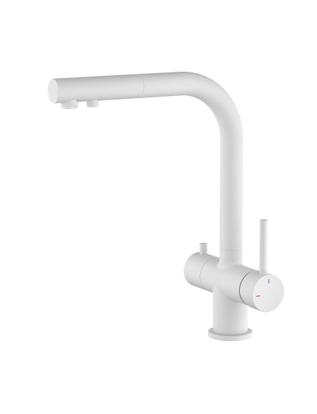Смеситель для кухни TIMO Saona с выдвижным изливом 2356/16FL white matte