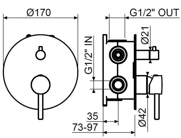 Встраиваемый смеситель PLUMBERIA Ixo KIT1901CR