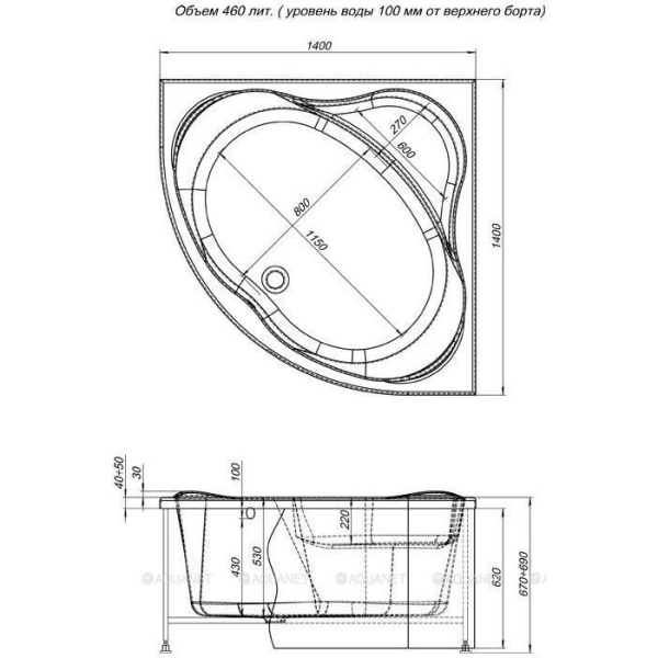 Панель фронтальная для ванн AQUANET Palau 140 черная