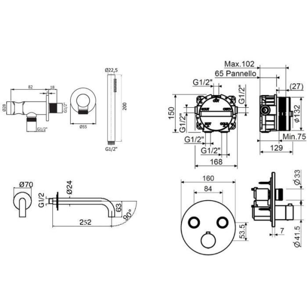 Набор для душа PLUMBERIA Psbox KITPSB02NO260 черный матовый