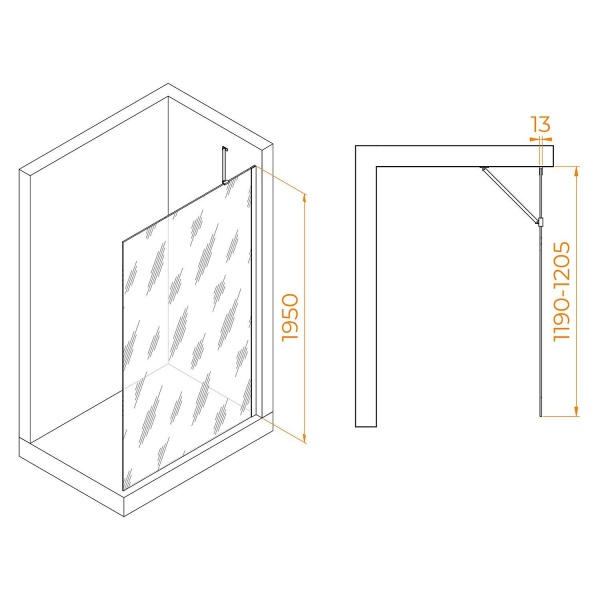 Перегородка для душа RGW Walk In WA-110B 120х195