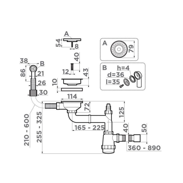 Сифон для мойки OMOIKIRI WK-1CL-R-AB022 античная латунь