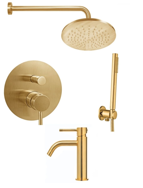 Душевой комплект PAFFONI Light KITLIG015HGSP071KING медовое золото брашированное