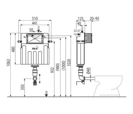 Смывной бачок скрытого монтажа ALCAPLAST Renovmodul AM113
