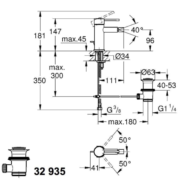 Смеситель для биде GROHE Essence+ 32935001